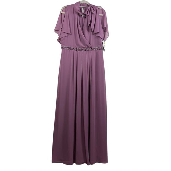 Ignite Evenings New York New Maxi Dress Size 14 Purple Embellished Waist - Picture 1 of 14